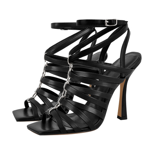 Open Toe Gladiator Hoof Heels Sandals - Onlymaker
