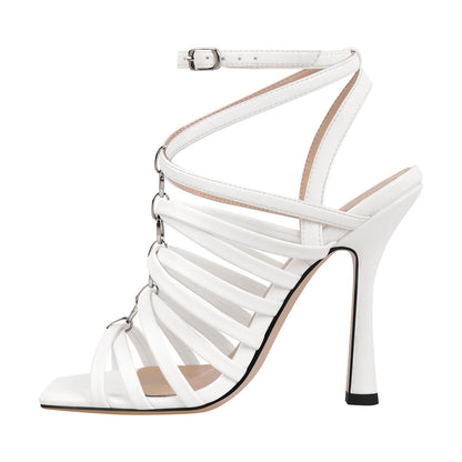 Open Toe Gladiator Hoof Heels Sandals - Onlymaker