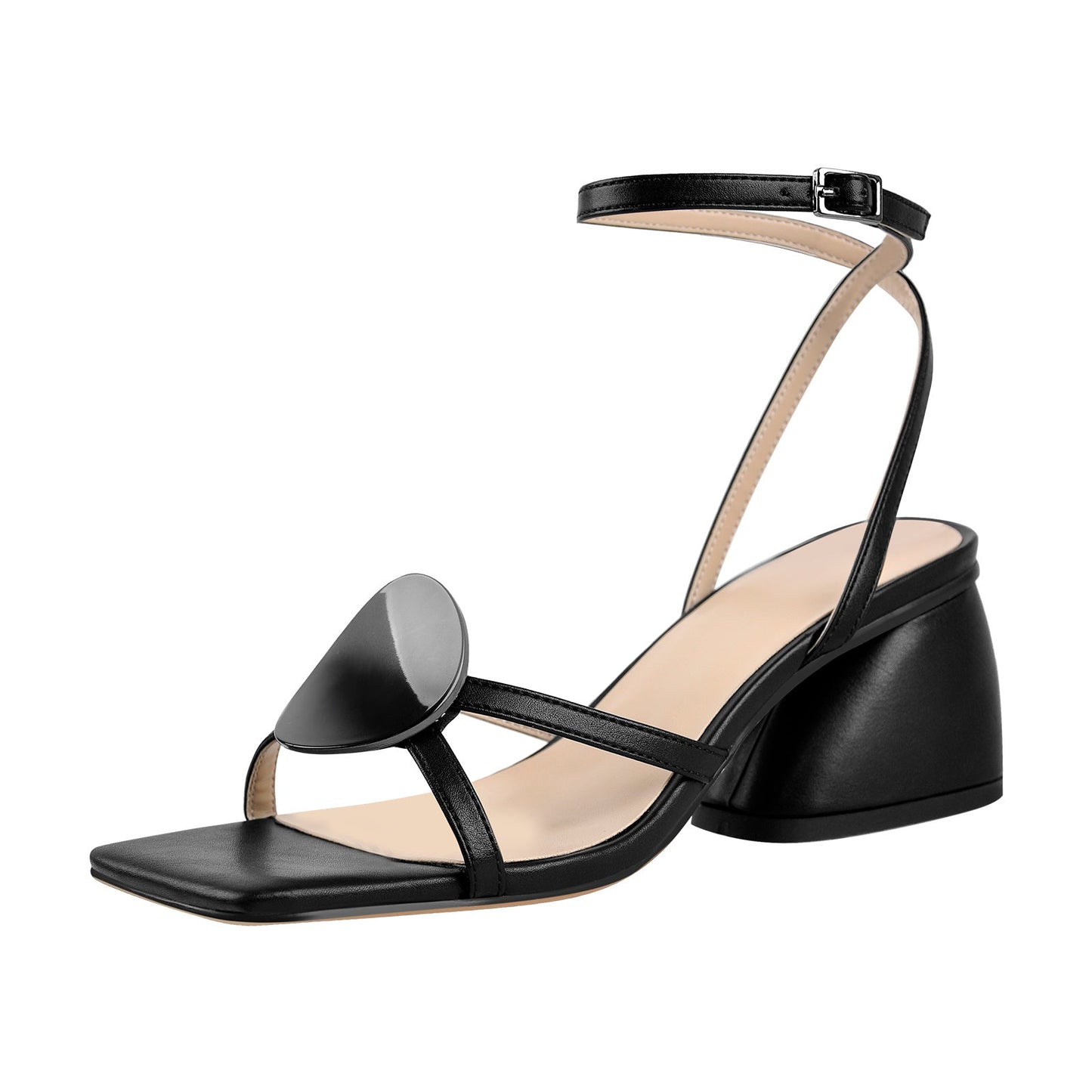 Square Toe Ankle Strap Chunky Low Heel Sandals - Onlymaker