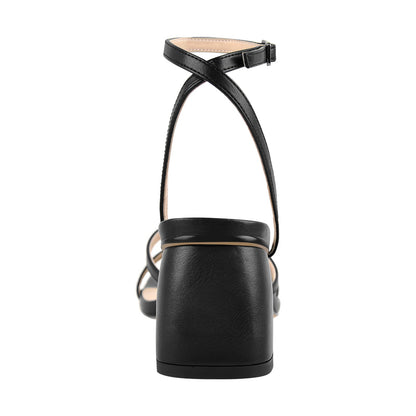 Square Toe Ankle Strap Chunky Low Heel Sandals - Onlymaker