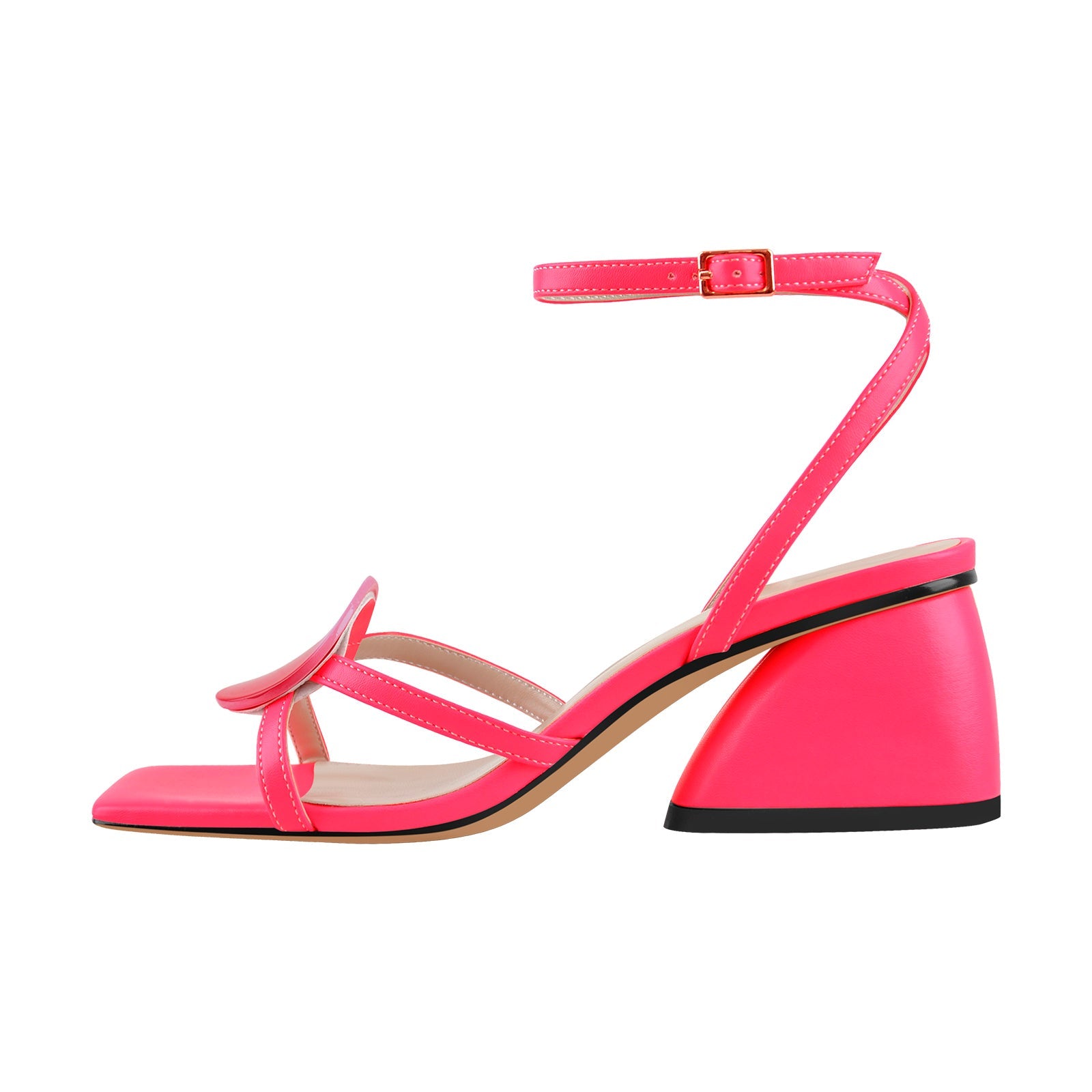Square Toe Ankle Strap Chunky Low Heel Sandals - Onlymaker