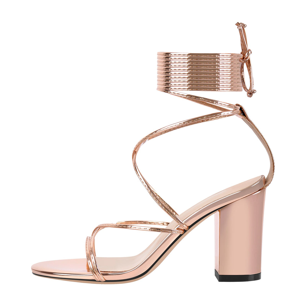 Open Toe Lace-up Chunky Sandals - Onlymaker