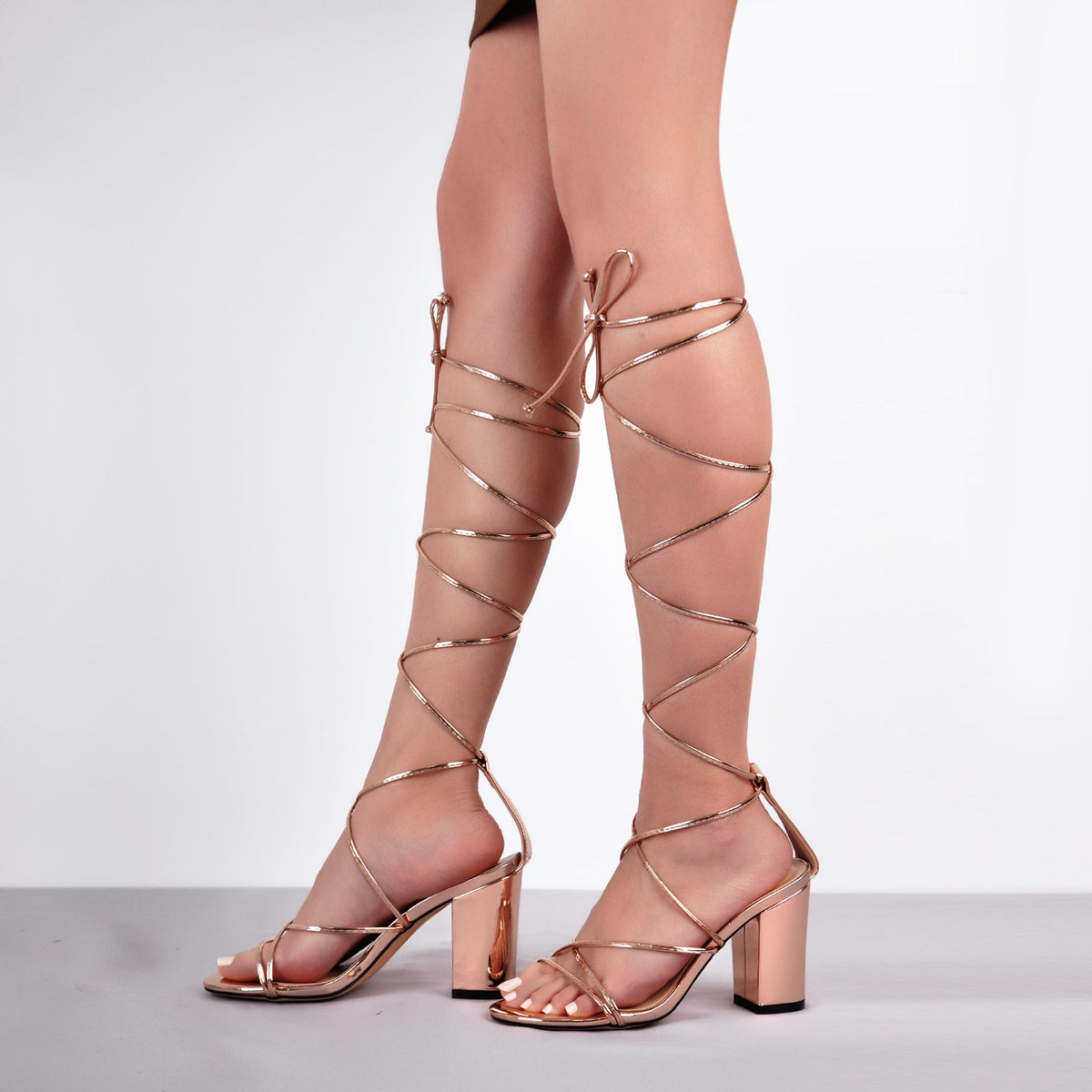 Open Toe Lace-up Chunky Sandals - Onlymaker