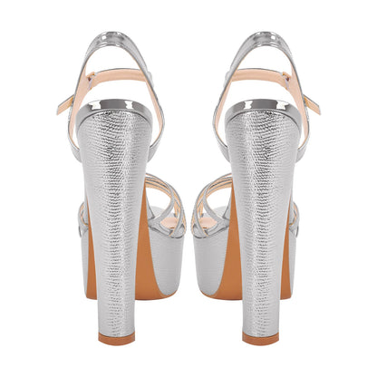 Buckle Strap Platform Chunky High Heels Sandals - Onlymaker