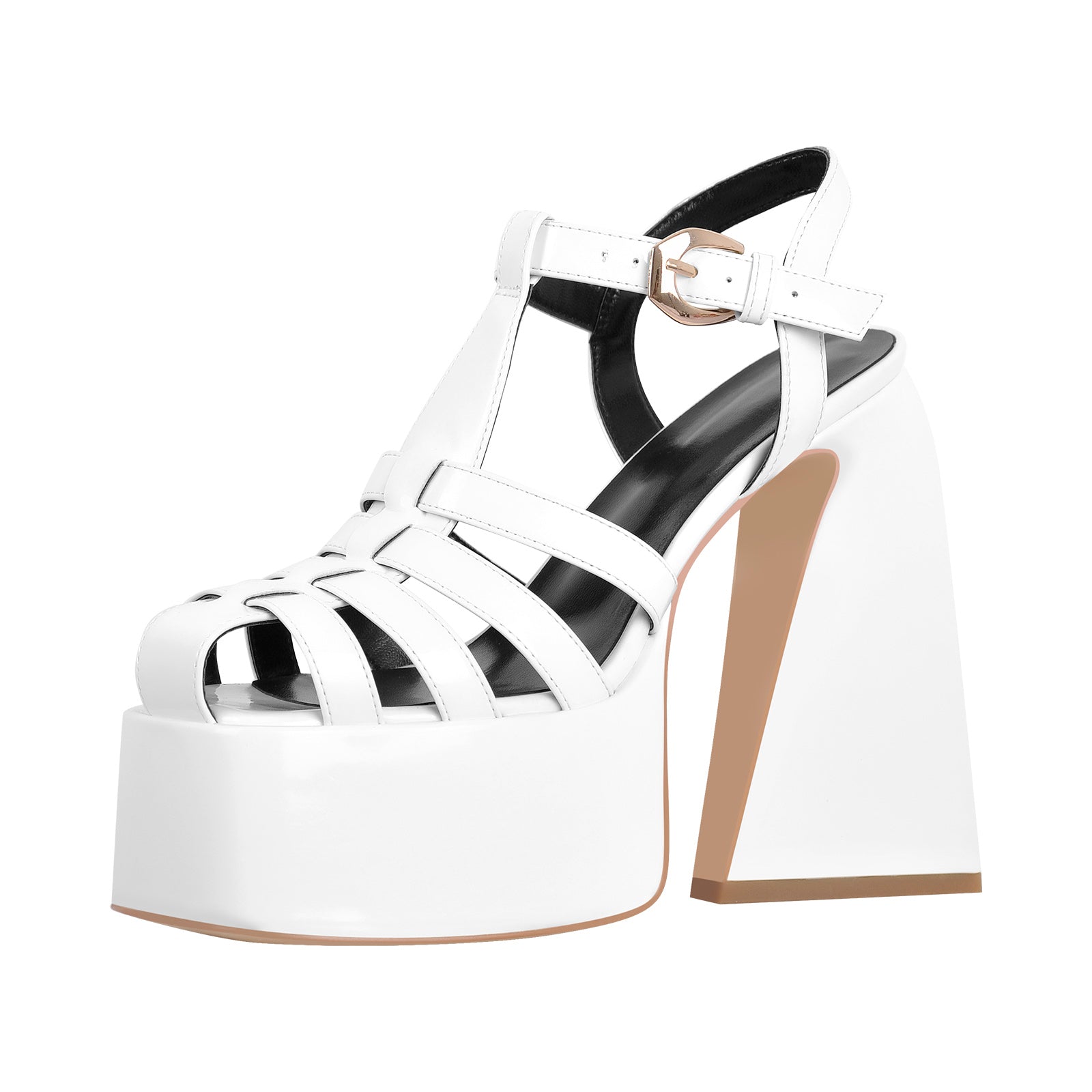 Platform Chunky High Heels Buckle Sandals - Onlymaker