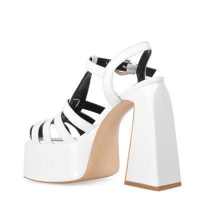 Platform Chunky High Heels Buckle Sandals - Onlymaker