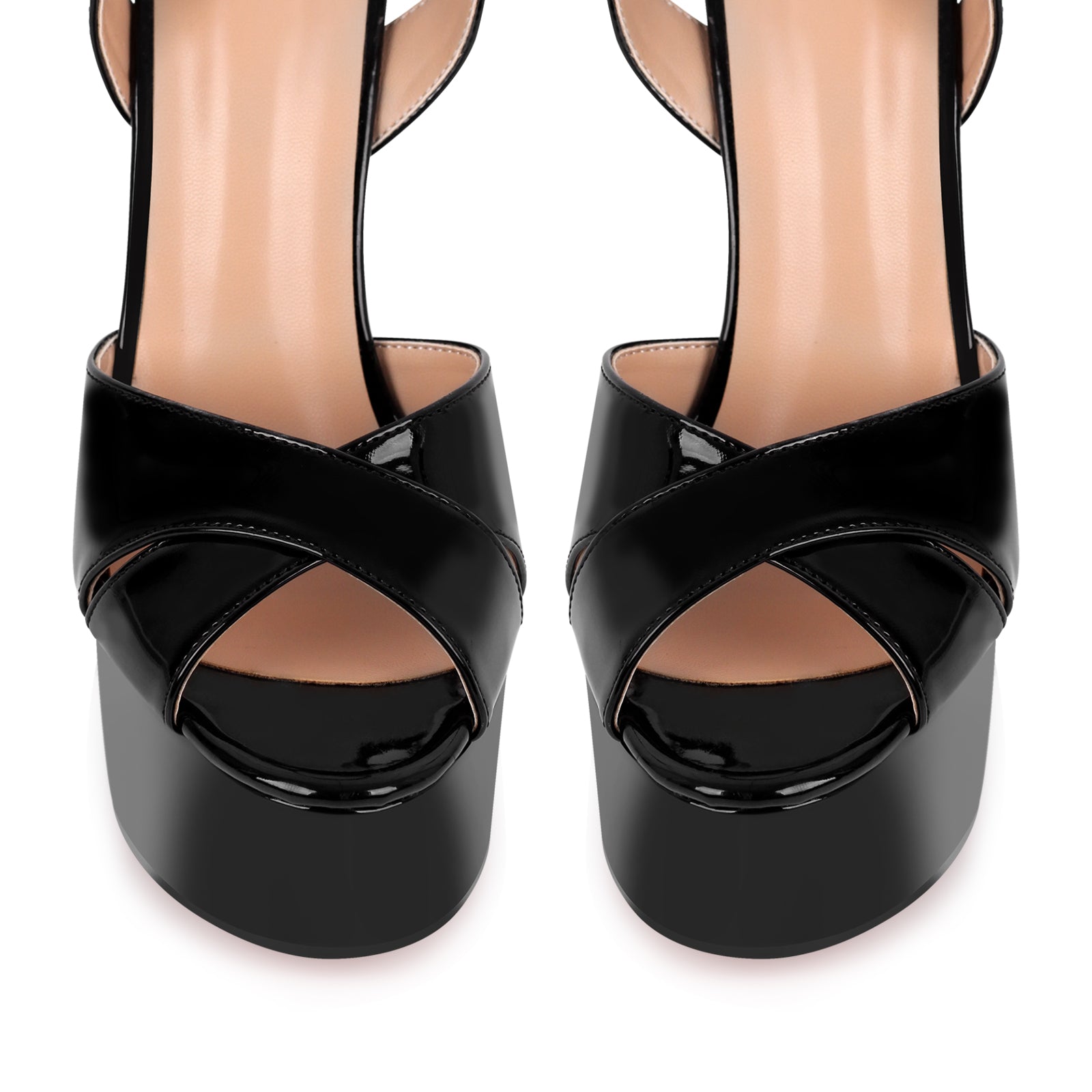 Black Platform Chunky Heel Ankle Strap Sandals - Onlymaker