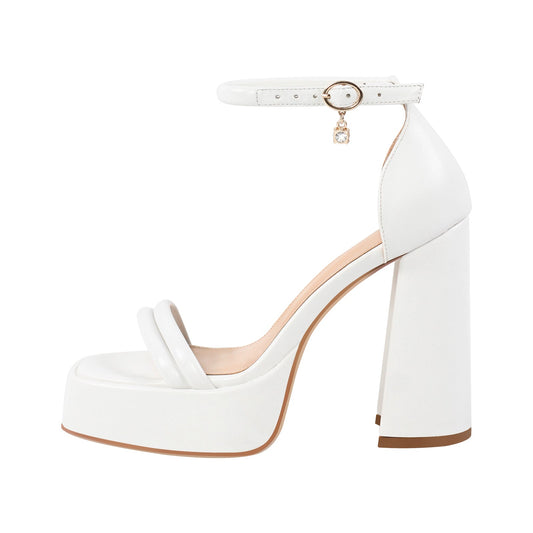 Open Toe Chunky Heel Ankle Strap Platform Sandals - Onlymaker