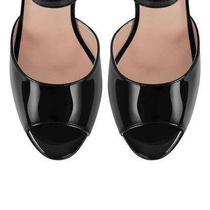 Peep Toe Platform Buckle Strap Chunky Heel Sandals - Onlymaker
