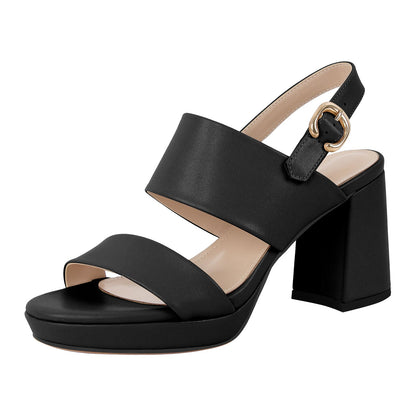 Platform Buckle Strap Chunky Heel Sandals - Onlymaker