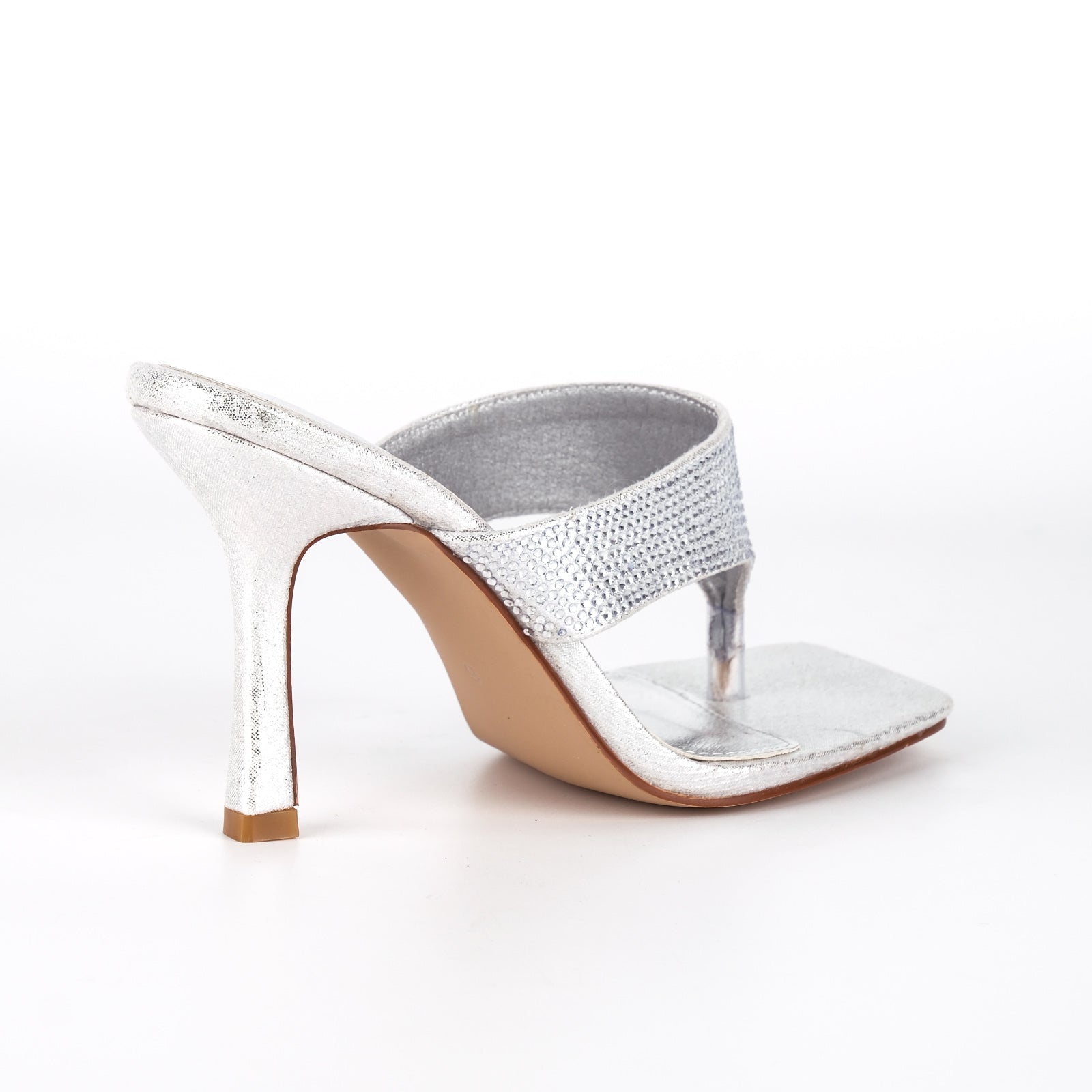 Square Toe Rhinestone Flip Flops Sandals - Onlymaker