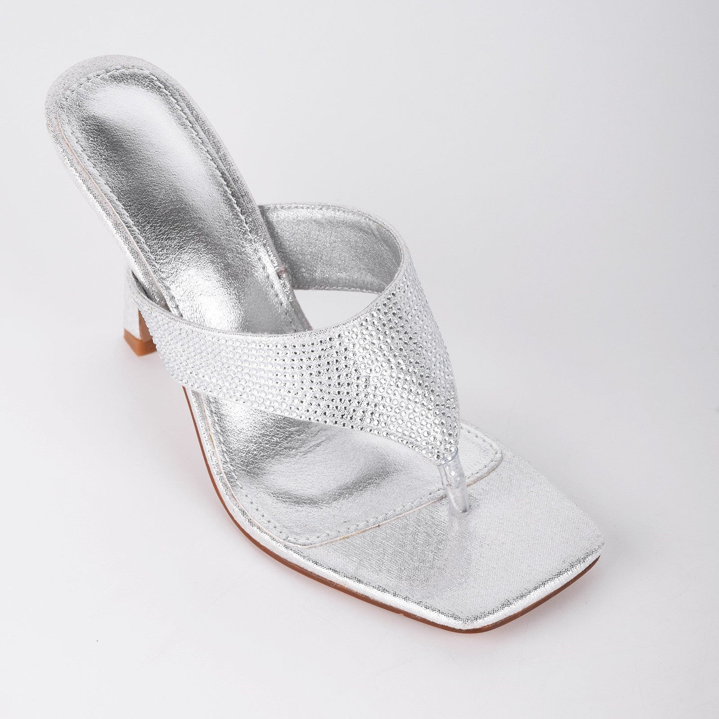 Square Toe Rhinestone Flip Flops Sandals - Onlymaker