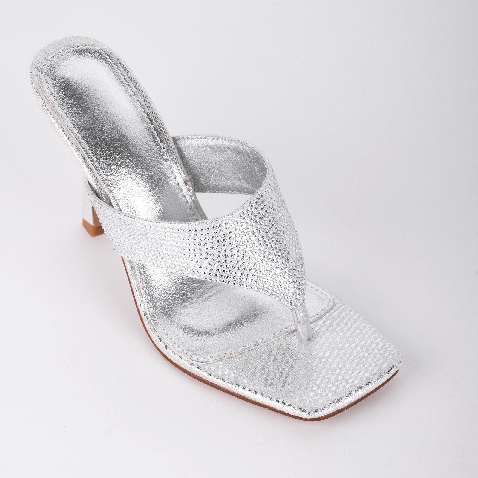 Square Toe Rhinestone Flip Flops Sandals - Onlymaker