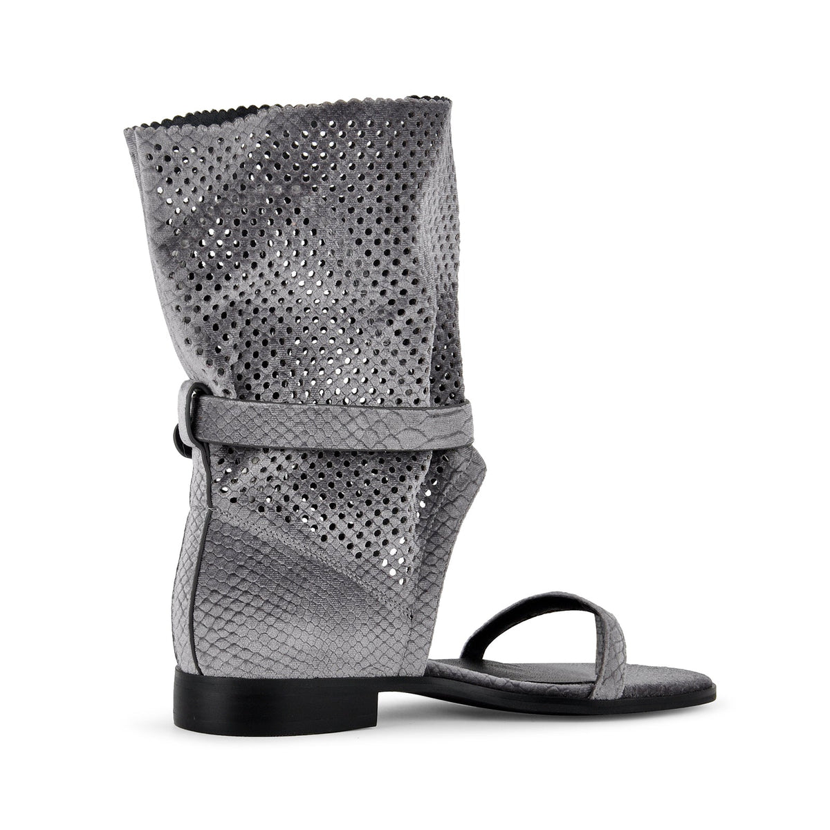 Flip-Flop Buckle Cutout Flat Bootie Sandals - Onlymaker