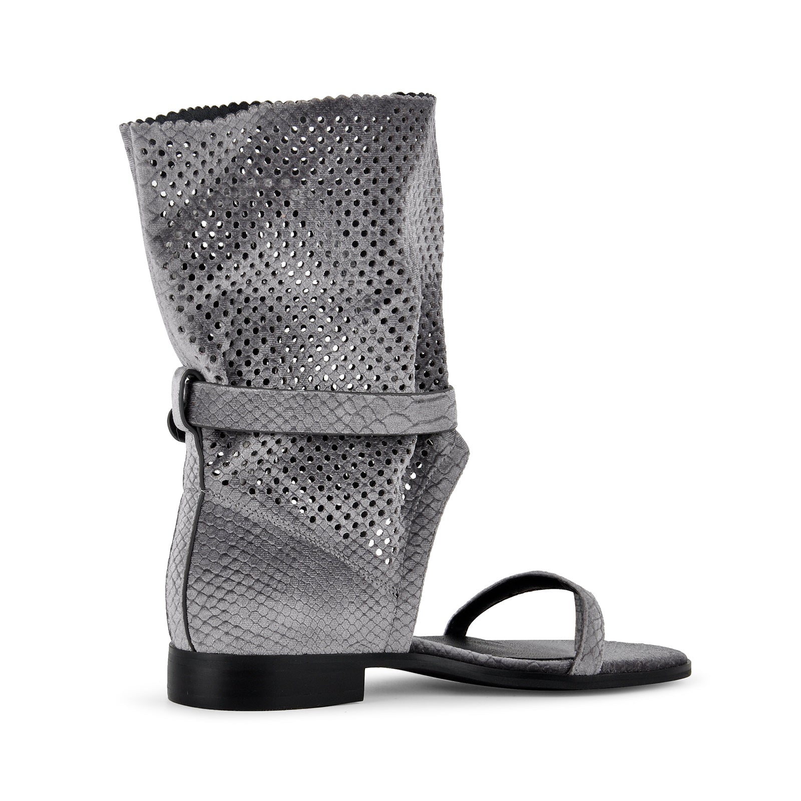 Flip-Flop Buckle Cutout Flat Bootie Sandals - Onlymaker