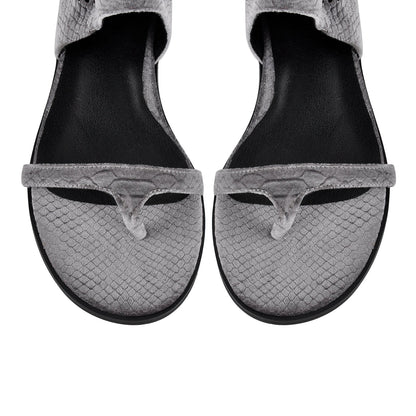 Flip-Flop Buckle Cutout Flat Bootie Sandals - Onlymaker