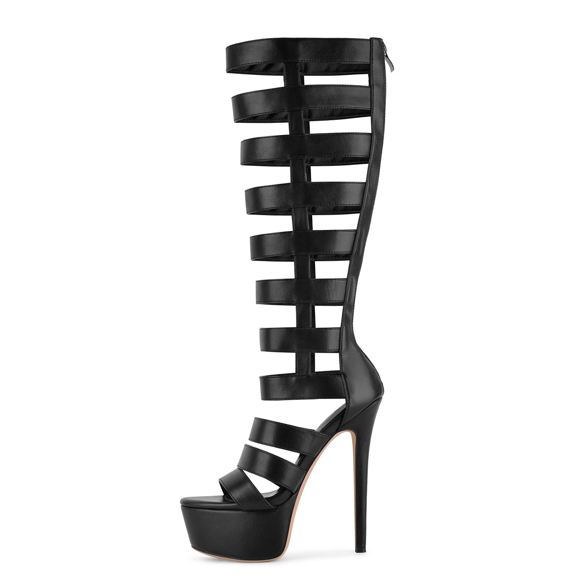 Platform Gladiator Cutout Zipper Boots Sandals - Onlymaker