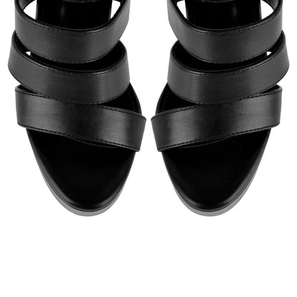 Platform Gladiator Cutout Zipper Boots Sandals - Onlymaker