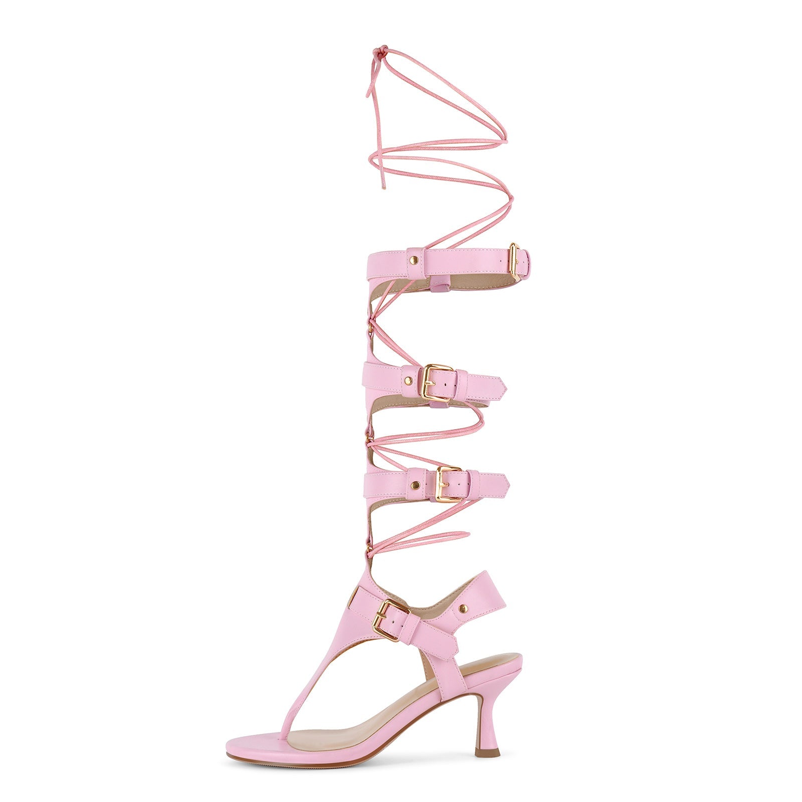Gladiator Flip-Flop Multi Buckles Lace-up Sandals - Onlymaker