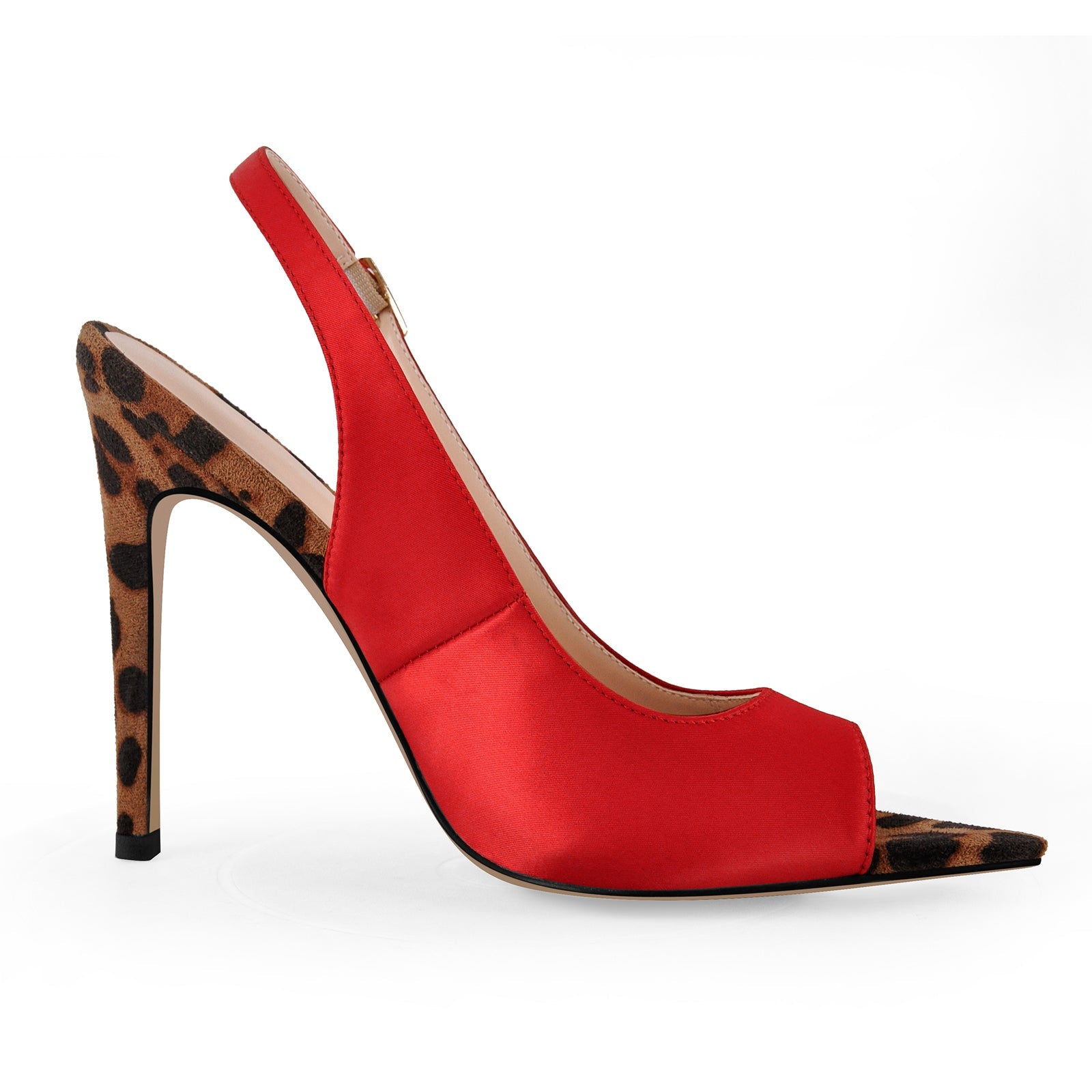 Open Toe Leopard Stiletto Slingback Sandals - Onlymaker