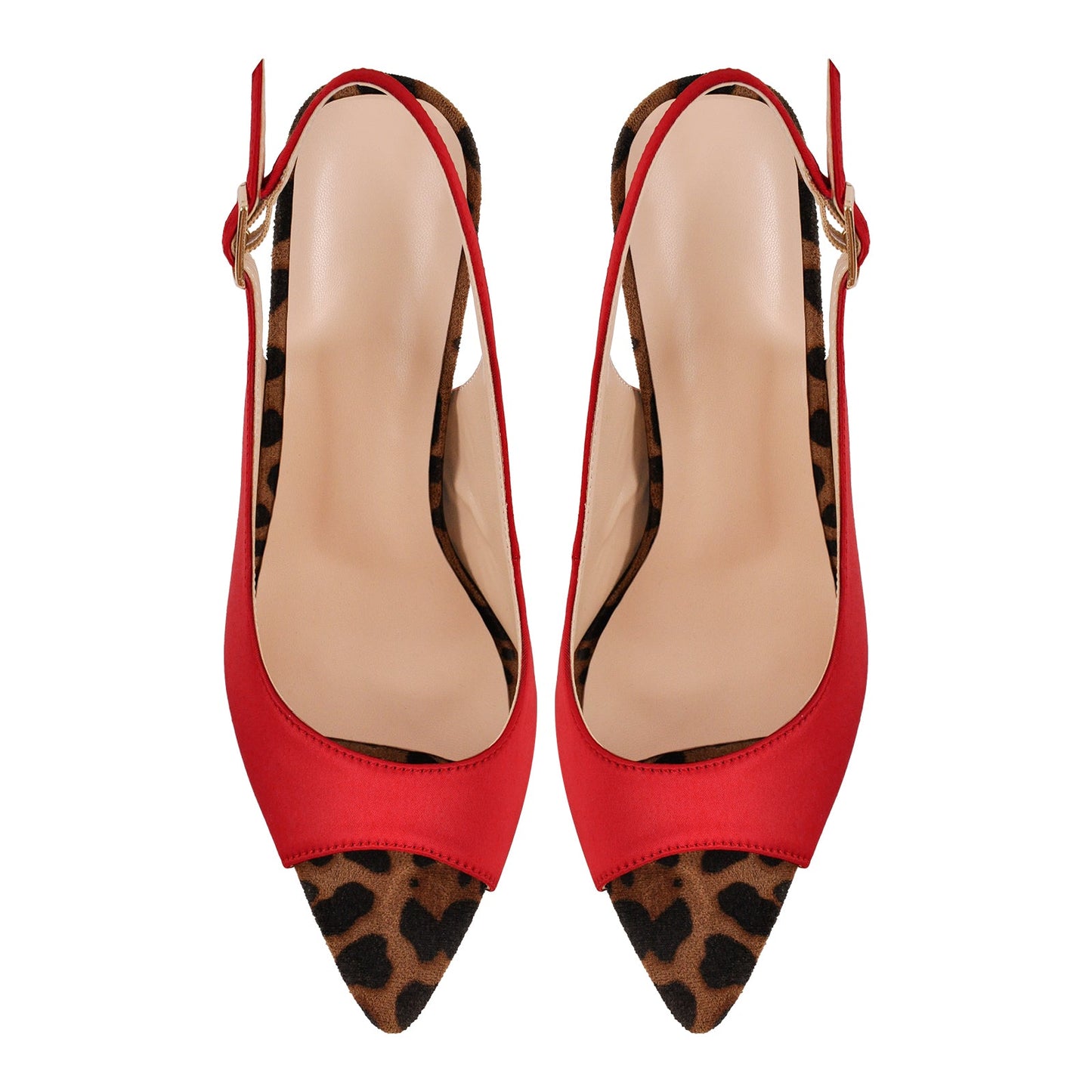 Open Toe Leopard Stiletto Slingback Sandals - Onlymaker
