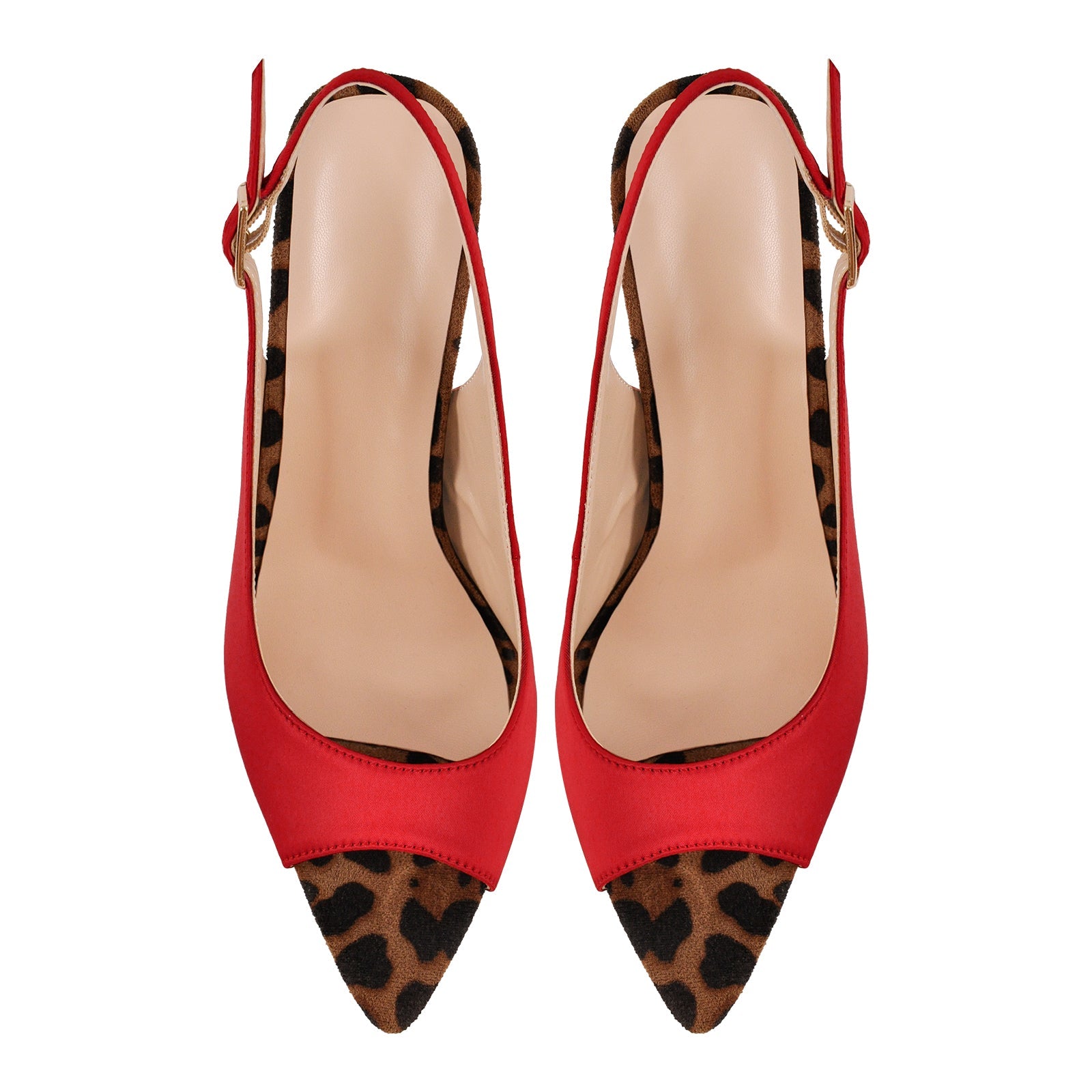Open Toe Leopard Stiletto Slingback Sandals - Onlymaker