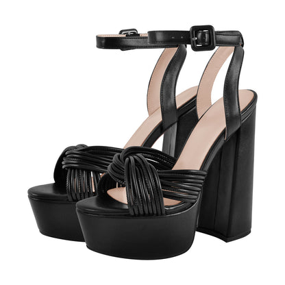 Platform Chunky Heel Ankle Strap Sandals - Onlymaker