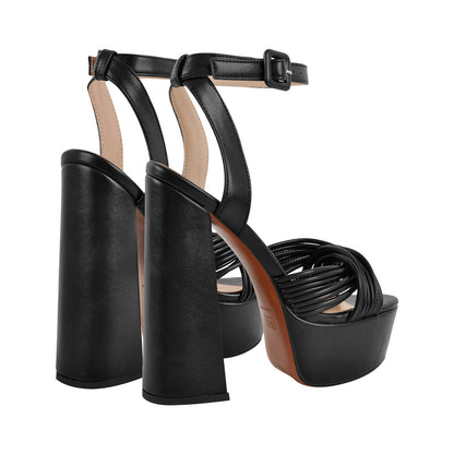 Platform Chunky Heel Ankle Strap Sandals - Onlymaker