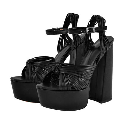 Platform Buckle Strap Chunky Heel Sandals - Onlymaker