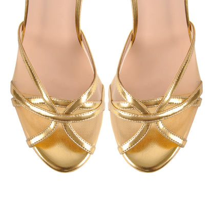 Platform Mesh Ankle Strap Chunky Heel Sandals - Onlymaker