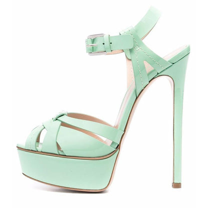 Peep Toe Platform Buckle Strap Sandals - Onlymaker