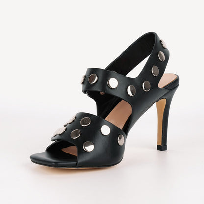 Square Toe Rivet Buckle Strap Sandals - Onlymaker