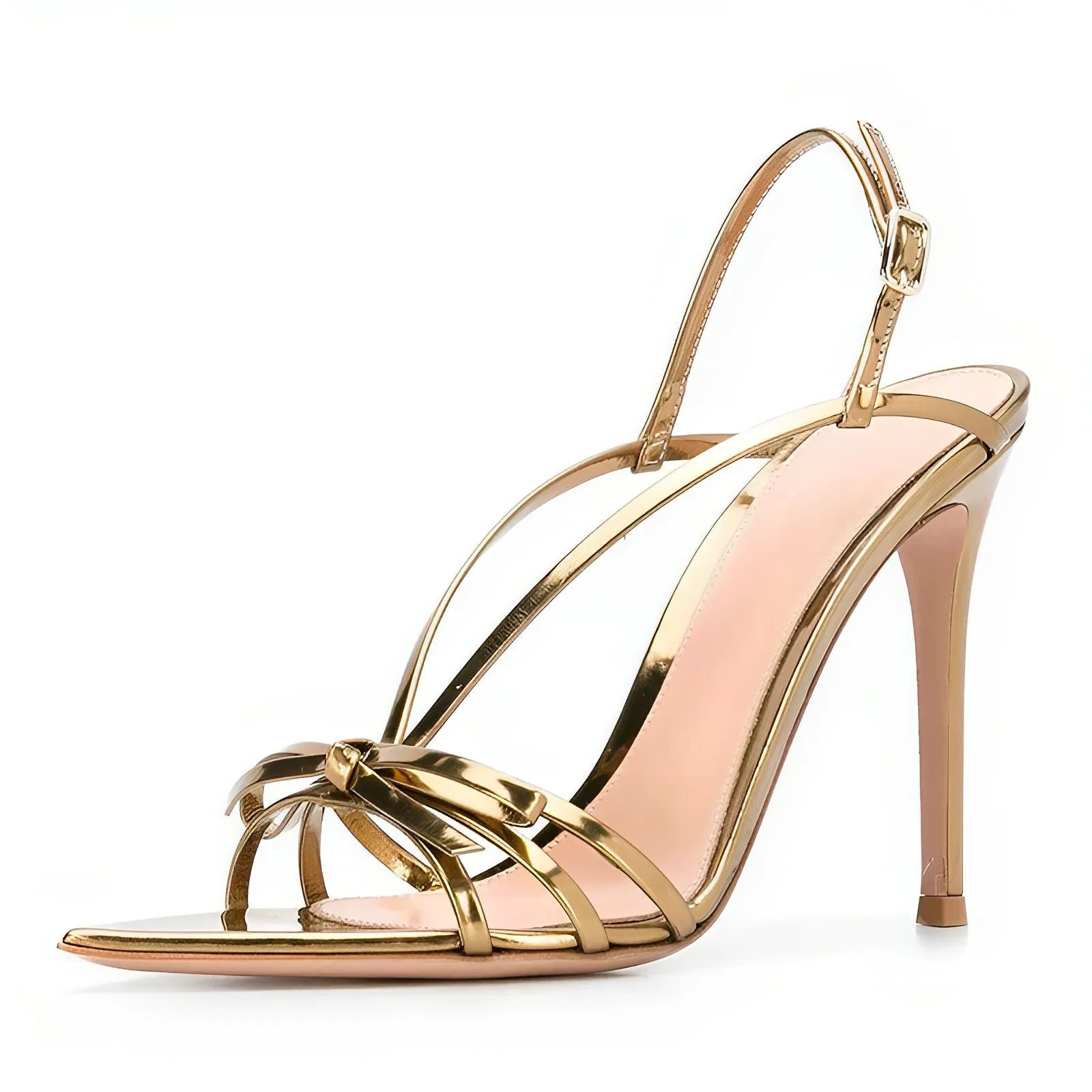 Pointed Toe Bow Slingback Stiletto Sandals - Onlymaker