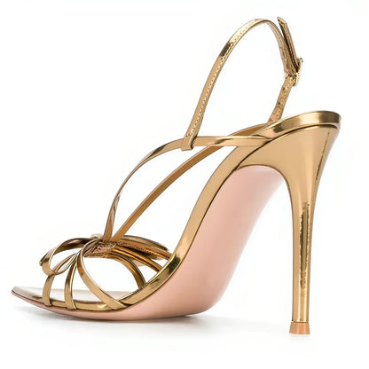 Pointed Toe Bow Slingback Stiletto Sandals - Onlymaker