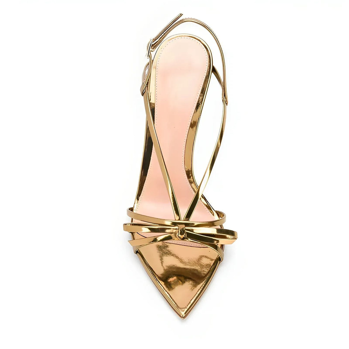 Pointed Toe Bow Slingback Stiletto Sandals - Onlymaker