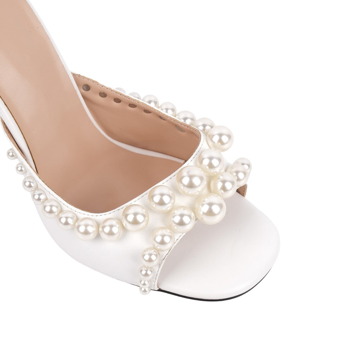 Pearl Square Toe Slip On Sandals Mules - Onlymaker