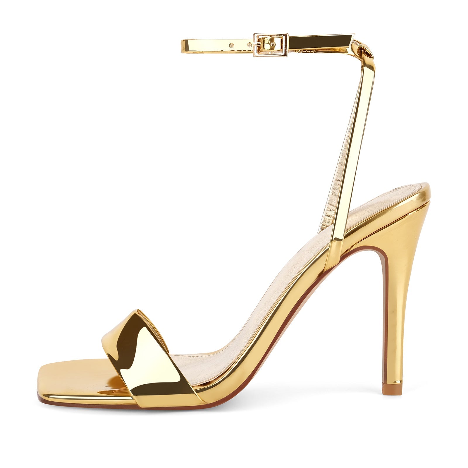 Square Toe Ankle Strap Stiletto Sandals - Onlymaker