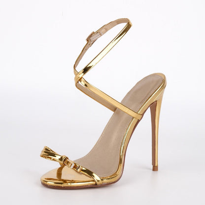 Round Toe Bow Cross Strap Sandals - Onlymaker