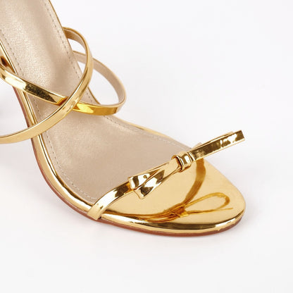 Round Toe Bow Cross Strap Sandals - Onlymaker