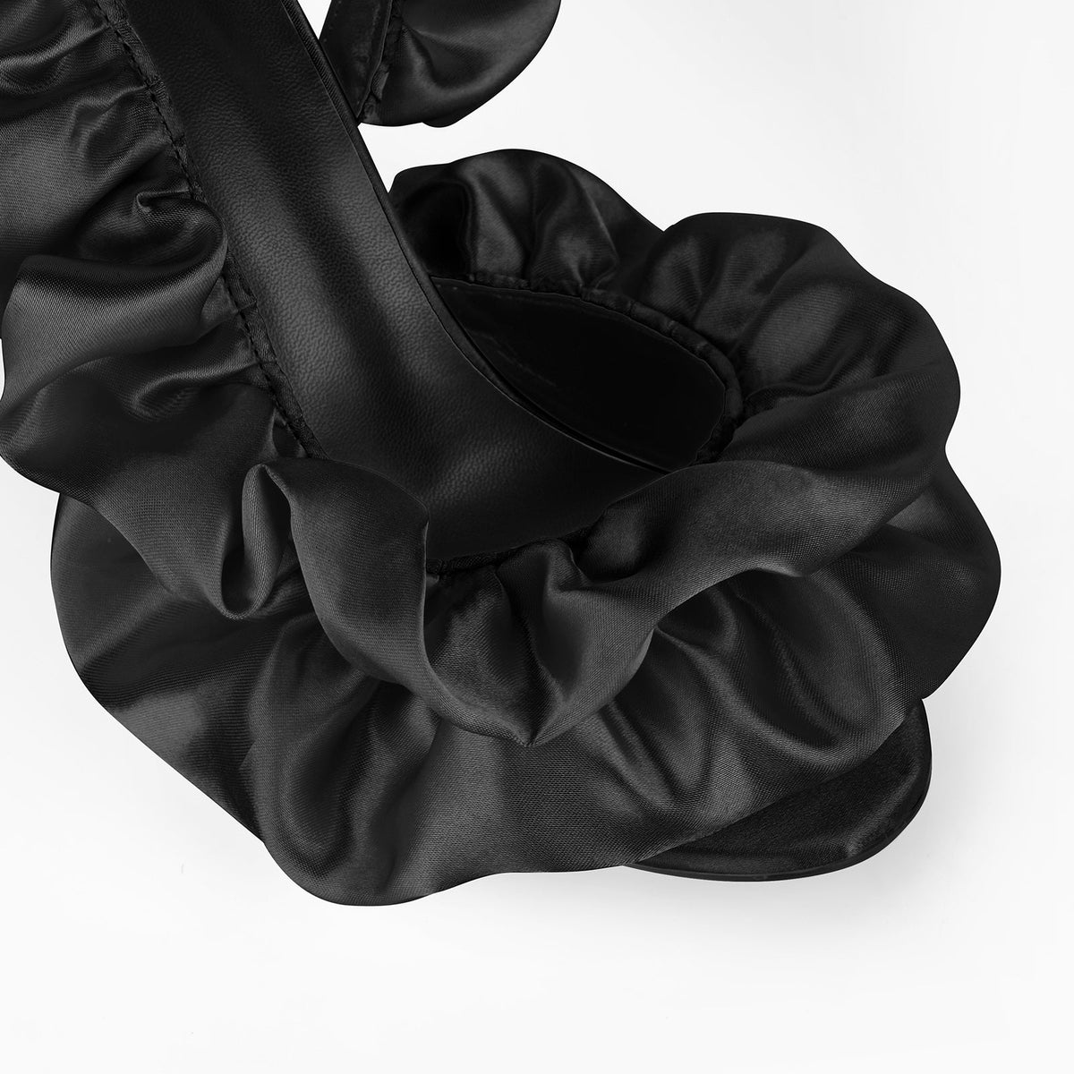 Round Toe Satin Slingback Sandals - Onlymaker