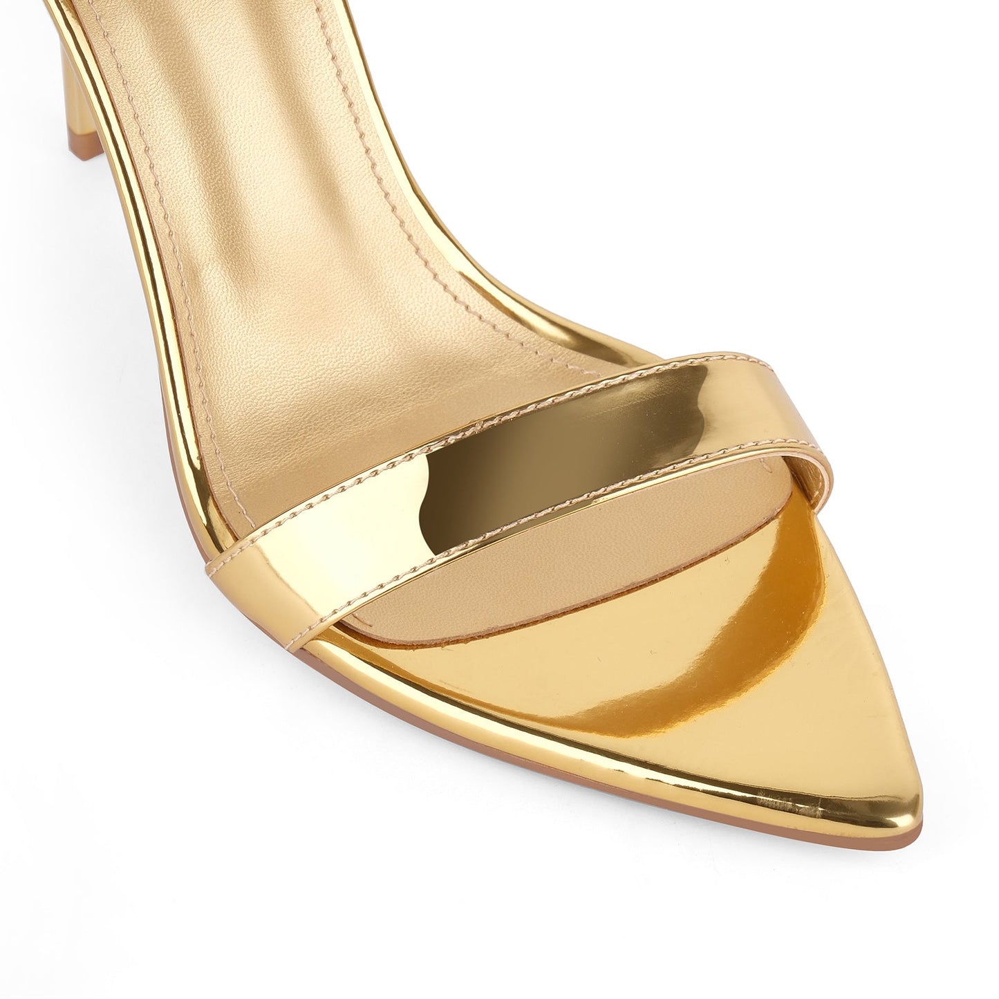 Pointed Toe Ankle Strap Patent Sandals - Onlymaker