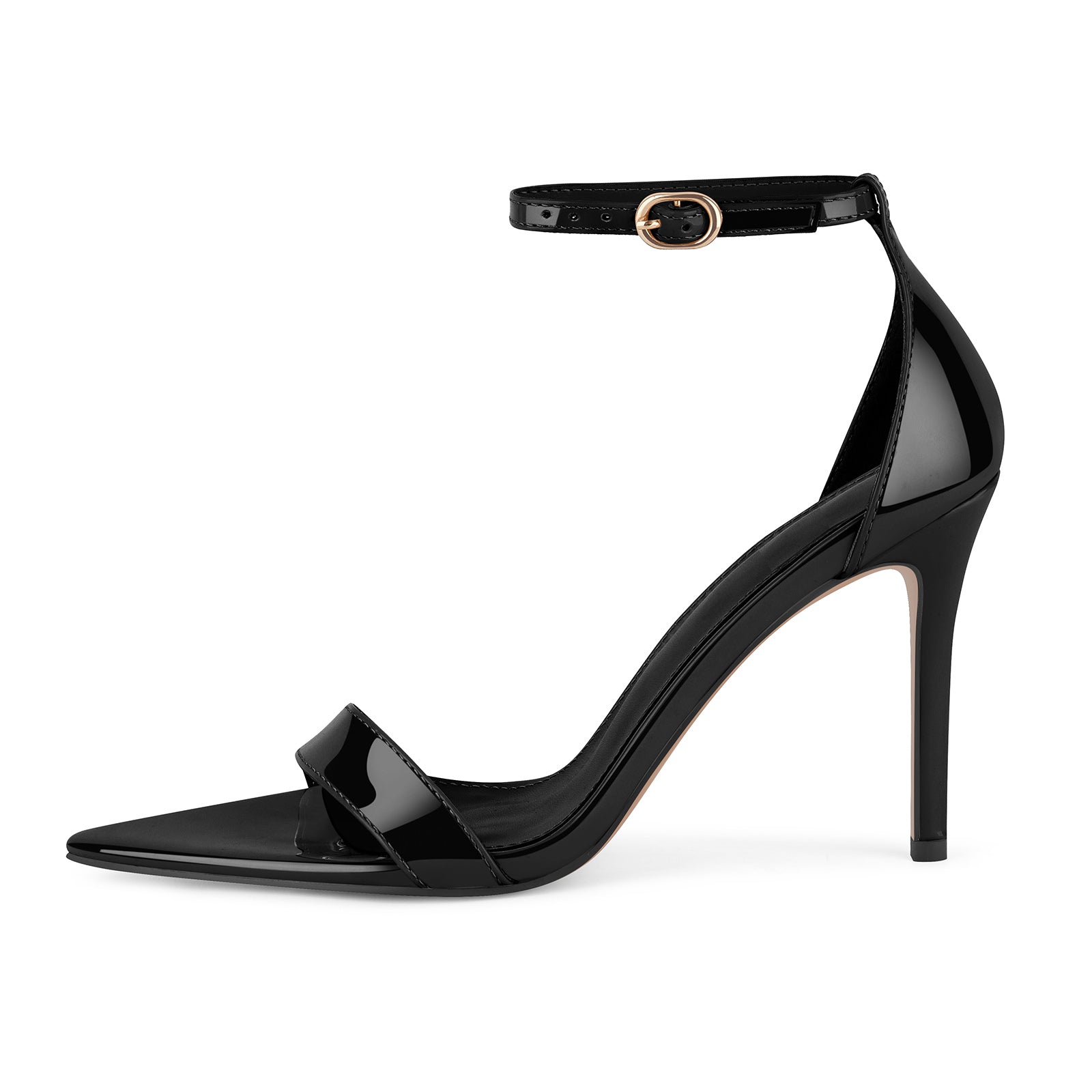 Pointed Toe Ankle Strap Patent Sandals - Onlymaker