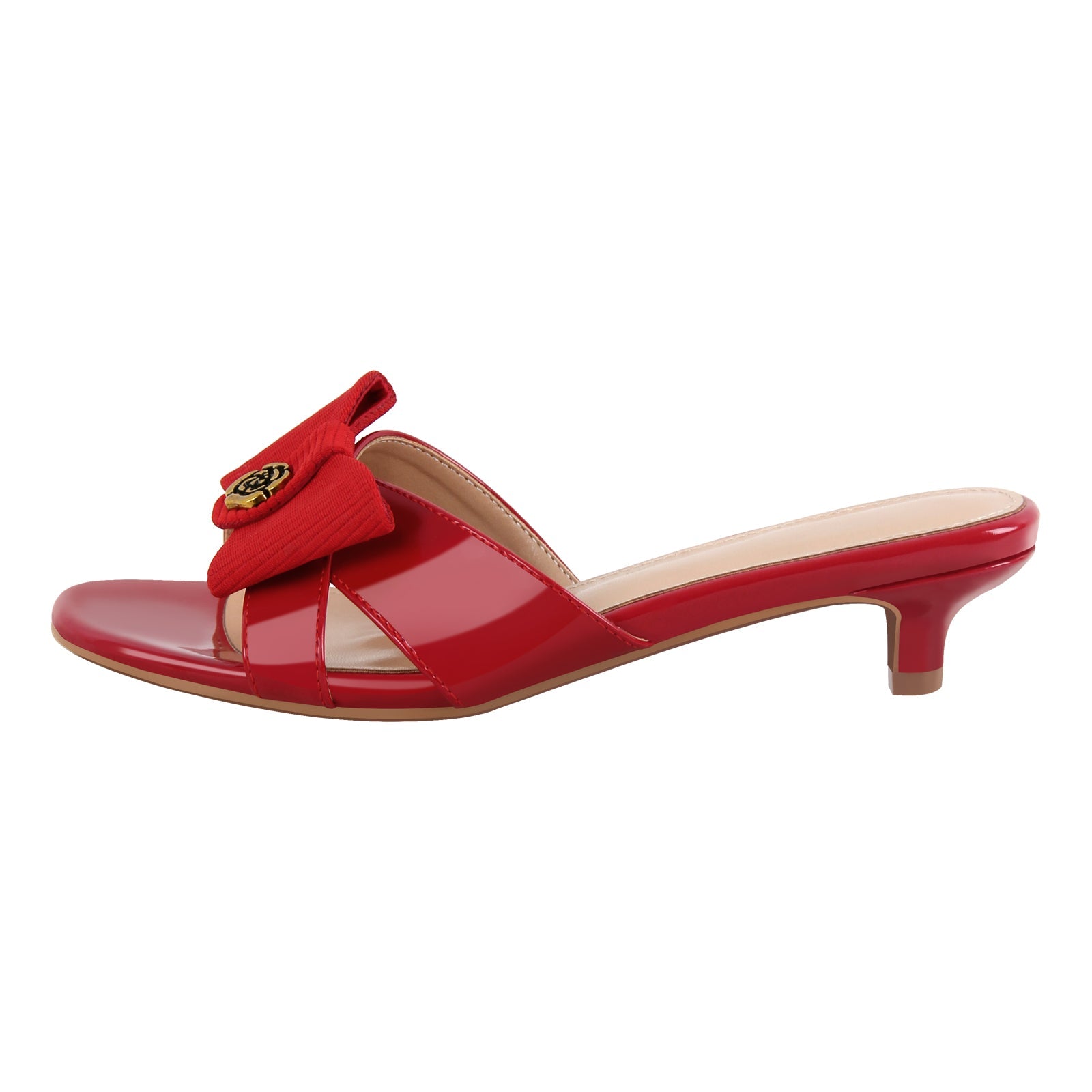 Round Toe Bow Kitten Heel Sandals Mules - Onlymaker