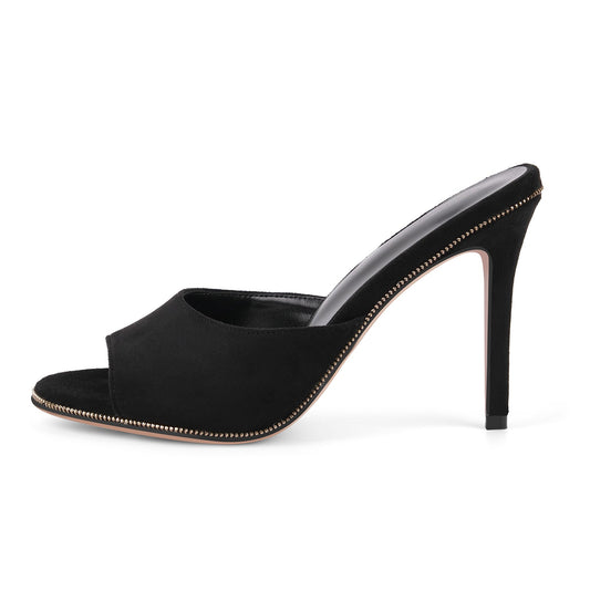 Suede Round Toe Slip On Sandals Mules - Onlymaker