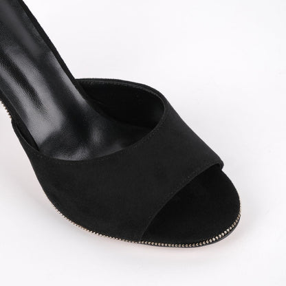 Suede Round Toe Slip On Sandals Mules - Onlymaker