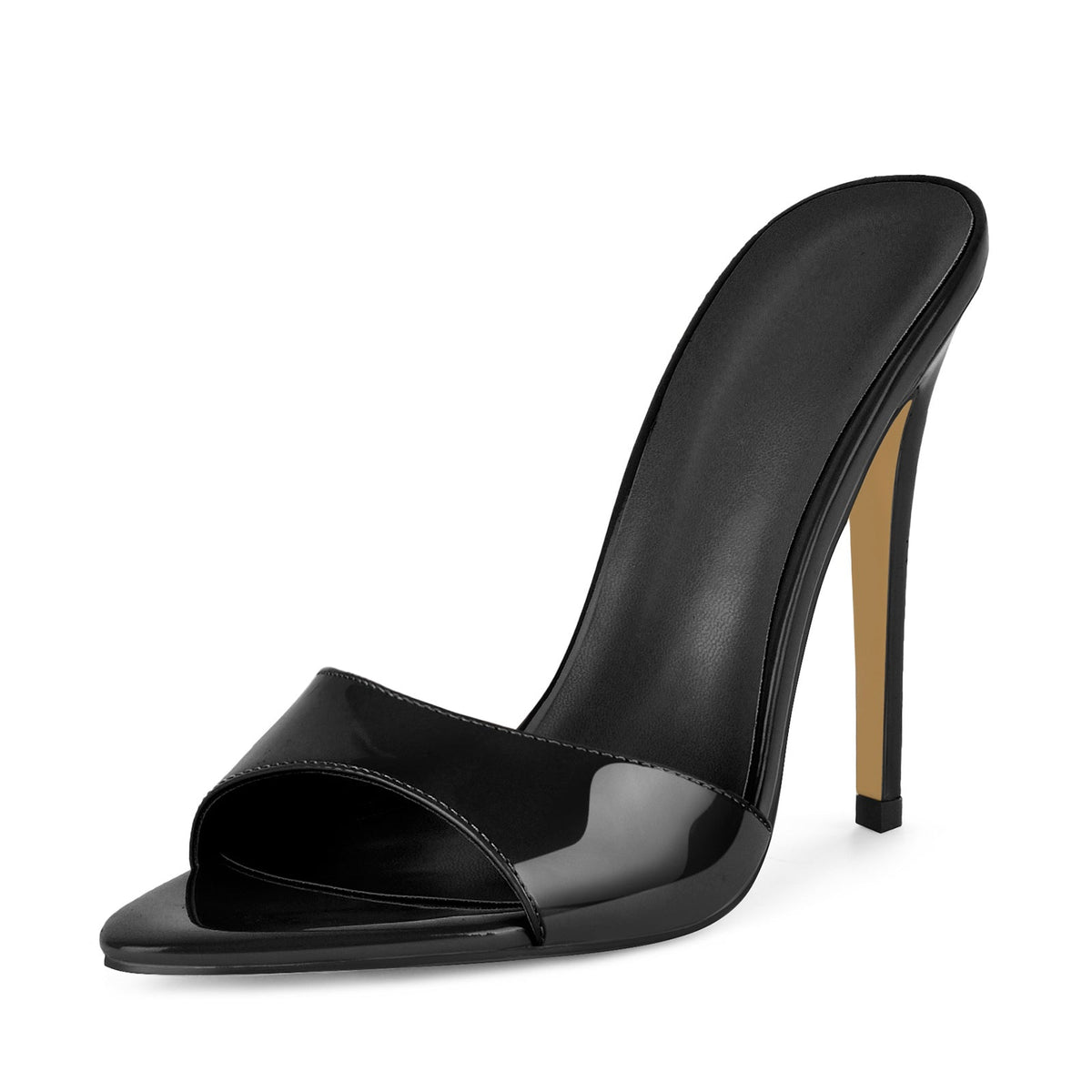 Pointed Toe Patent Leather Sandals Mules - Onlymaker