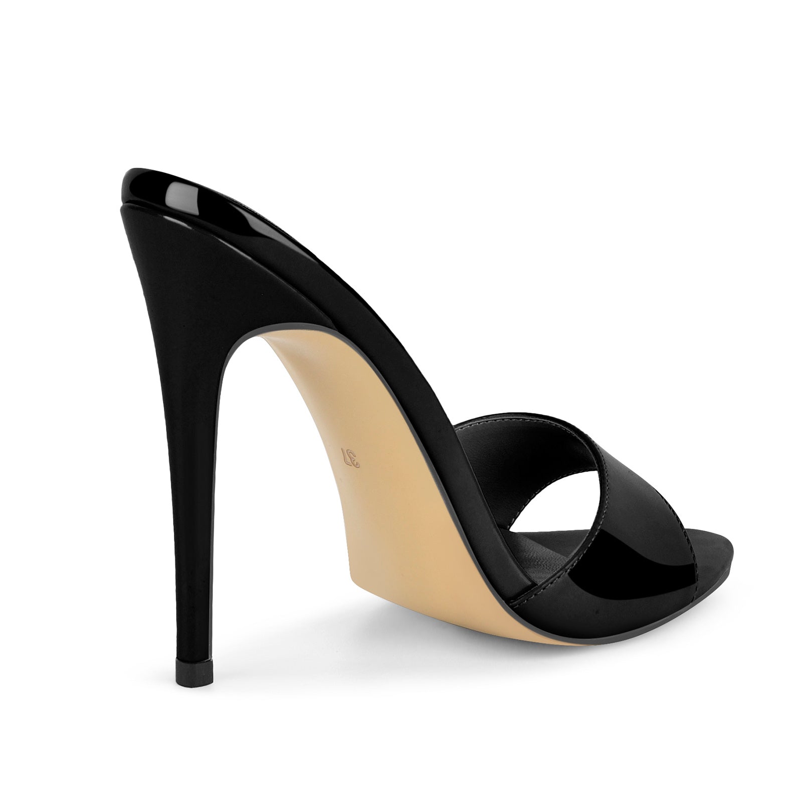 Pointed Toe Patent Leather Sandals Mules - Onlymaker