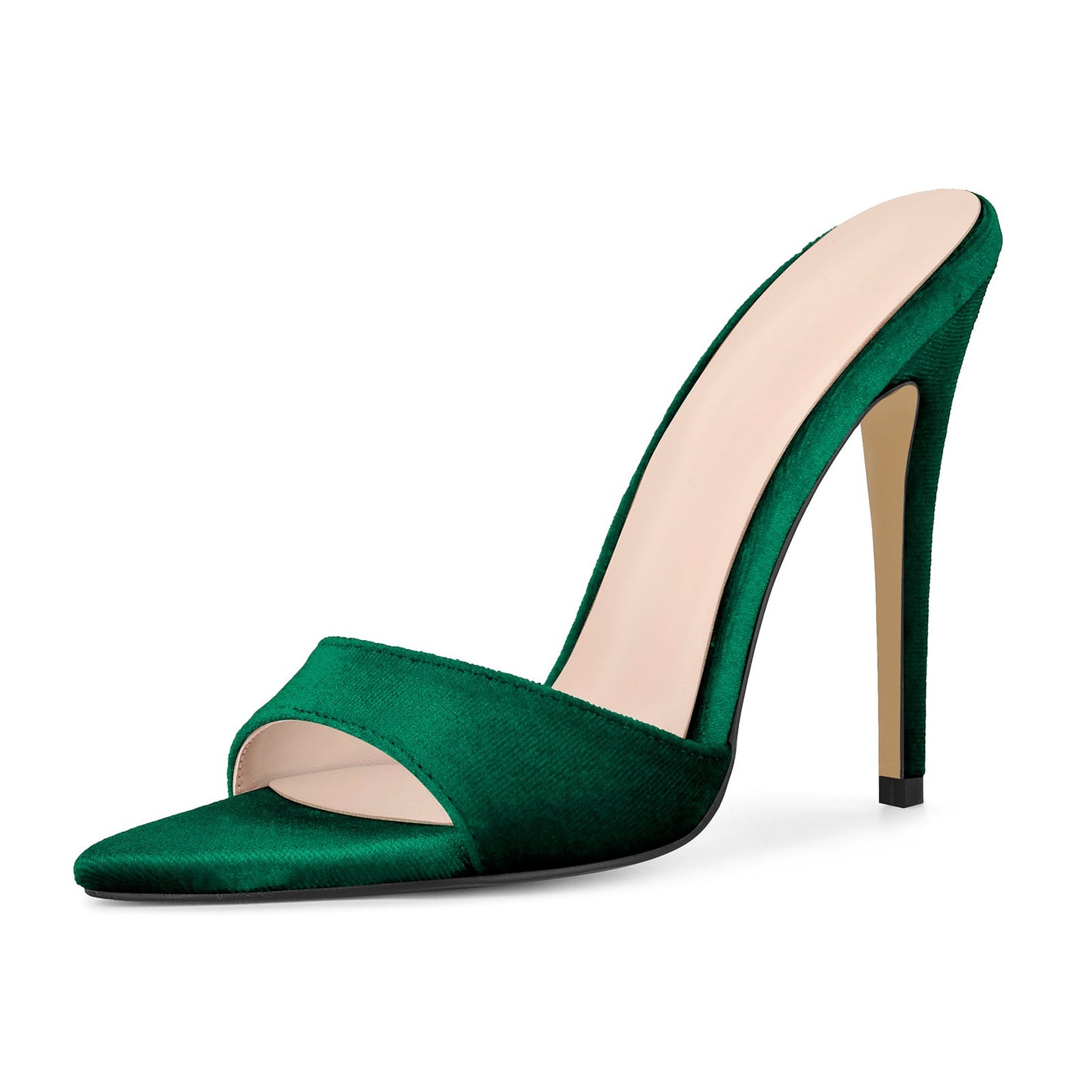 Velvet Pointed Toe Slip On Mules - Onlymaker
