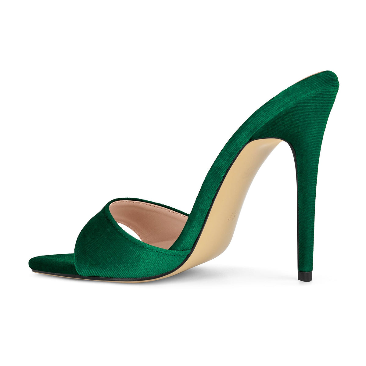 Velvet Pointed Toe Slip On Mules - Onlymaker