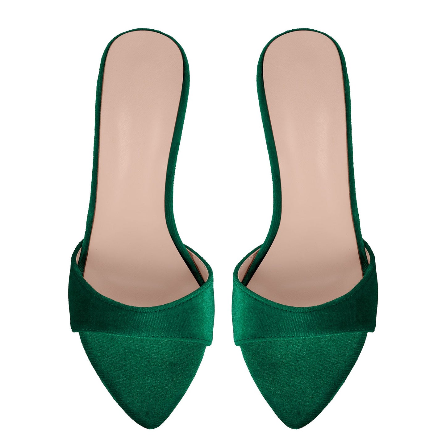 Velvet Pointed Toe Slip On Mules - Onlymaker